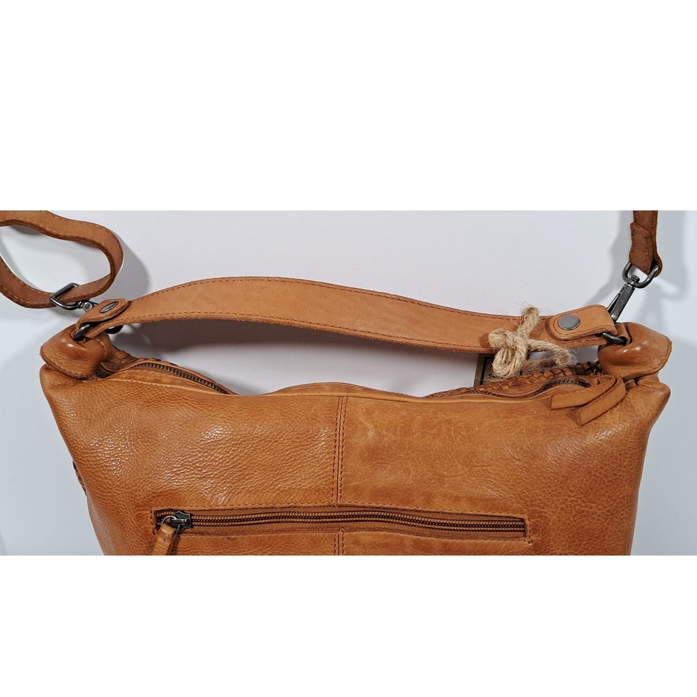 The Bagging Co Barcelona Woven Leather Crossbody Bag Tan Cuero 9THB2774 NEW - Picture 6 of 11